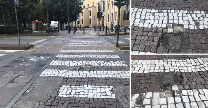Piazza Bernini il "buco nero" della mobilità dolce: l'attraversamento ciclopedonale è una groviera Piazza Bernini il "buco nero" della mobilità dolce: l'attraversamento ciclopedonale è una groviera