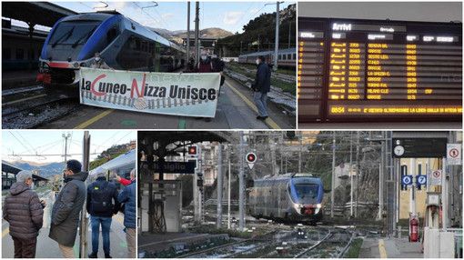 Dopo 14 mesi partito da Ventimiglia il primo treno che collega la Liguria e il Piemonte in Val Roya Dopo 14 mesi partito da Ventimiglia il primo treno che collega la Liguria e il Piemonte in Val Roya