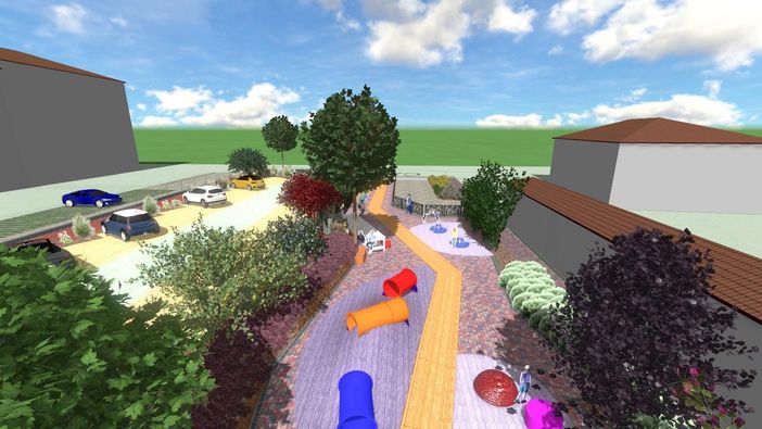 Una nuova area giochi, più alberi e meno asfalto in via Stradella Una nuova area giochi, più alberi e meno asfalto in via Stradella