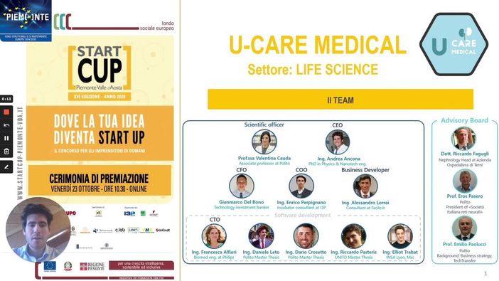 Start Cup Piemonte Valle d’Aosta: vince U-Care Medical, con il dispositivo pensato per la diagnosi predittiva dell’insufficienza renale acuta