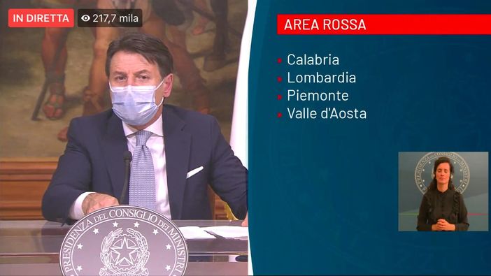 E' ufficiale: il Piemonte è in zona rossa, misure in vigore da venerdì. Servirà l'autocertificazione per uscire di casa