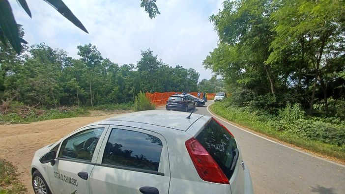 Ordigno bellico ritrovato in via Marie Curie a Chivasso Ordigno bellico ritrovato in via Marie Curie a Chivasso