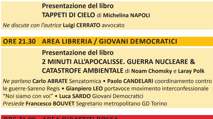 Alla festa dell'Unità di Torino il dibattito "2 minuti all'Apocalisse, guerra nucleare e catastrofe ambientale"