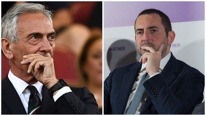 Il presidente della FIGC Gravina ed il ministro Spadafora Il presidente della FIGC Gravina ed il ministro Spadafora