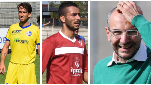 Da sinistra: Pasquero del Borgaro, Cabiddu in uscita da Pancalieri e mister Di Leone Da sinistra: Pasquero del Borgaro, Cabiddu in uscita da Pancalieri e mister Di Leone