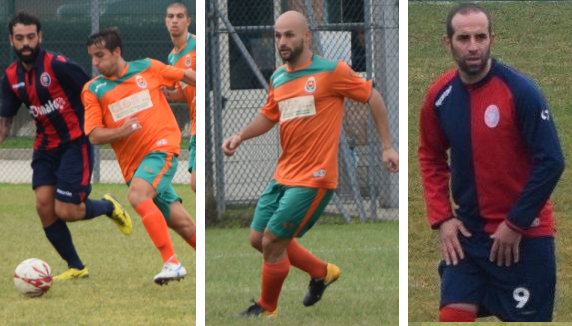 Luca Dosio e Roberto Renna del Venaria, a dx bomber Lombardo del Barcanova