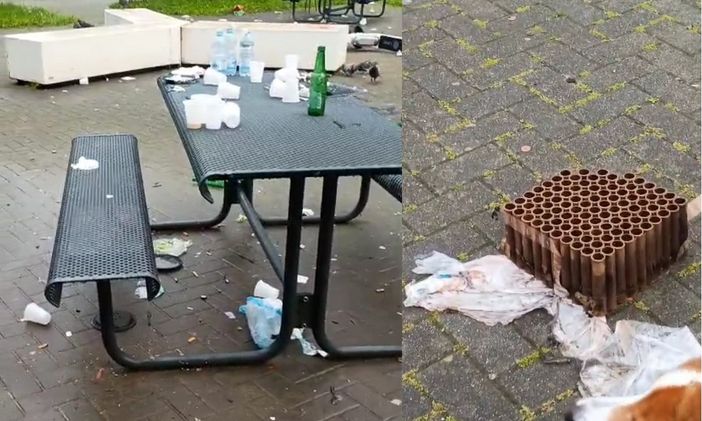 Dopo la festa con fuochi, i Madre Teresa diventano una discarica con rifiuti