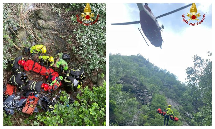 Incidente con quad, due persone finiscono in un dirupo: salvate dai vigili del fuoco