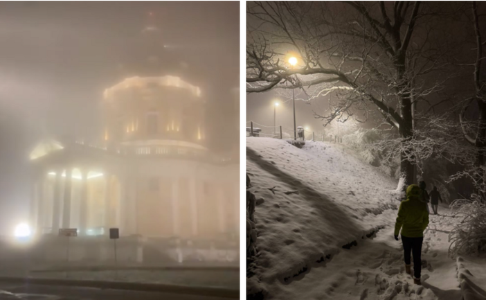 Neve a Superga e alla Maddalena nella notte di Natale