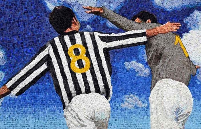 Mosaico per Alessio Ferramosca Neri e Riccardo Neri, intitolato "I colori della primavera" e creato dall' artista Leonardo Pivi. Si trova all'ingresso del campo 8 del Centro Juventus di Vinovo