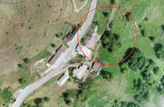 L'area interessata dalla frana a Duc di Monte