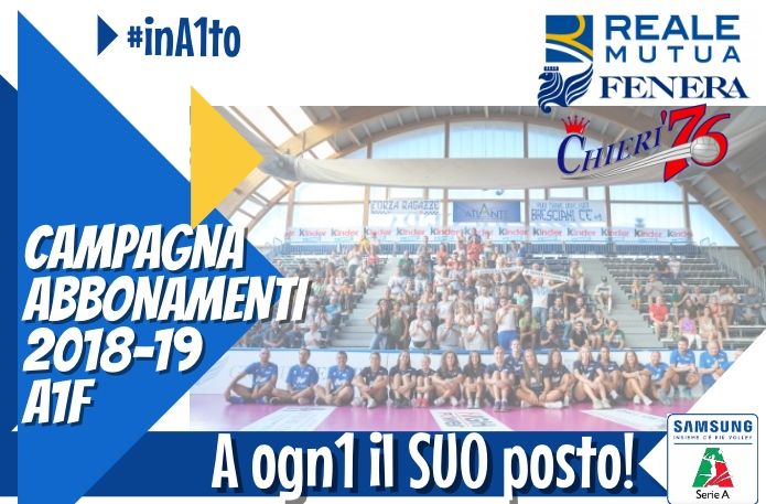 “A ogn1 il suo posto”, parte la campagna abbonamenti della Reale Mutua Fenera Chieri ‘76