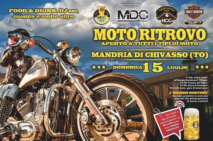Domenica 15 luglio a Mandria di Chivasso, al via il 1°MDC Motoritrovo