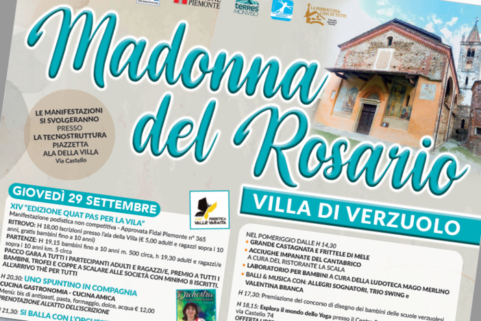 Domenica 2 ottobre ritorna la Festa della Madonna del Rosario nel borgo antico di Verzuolo Domenica 2 ottobre ritorna la Festa della Madonna del Rosario nel borgo antico di Verzuolo