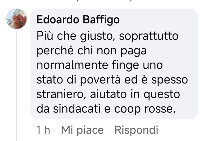 "Chi non paga normalmente finge di essere povero ed è straniero, aiutato dai sindacati". Bufera politica sul leghista Baffigo