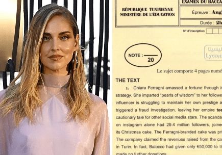 Chiara Ferragni e la traccia della prova d'esame riguardante il Oandoro Gate (foto Adnkronos)