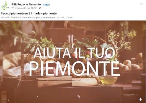 Una delle immagini di promozione dei prodotti agroalimentari piemontesi visibili sulla pagina Facebook @PsrRegionePiemonte Una delle immagini di promozione dei prodotti agroalimentari piemontesi visibili sulla pagina Facebook @PsrRegionePiemonte