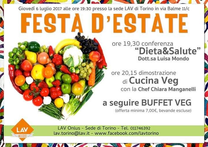 Giovedì 6 luglio Festa d'Estate alla LAV di Torino