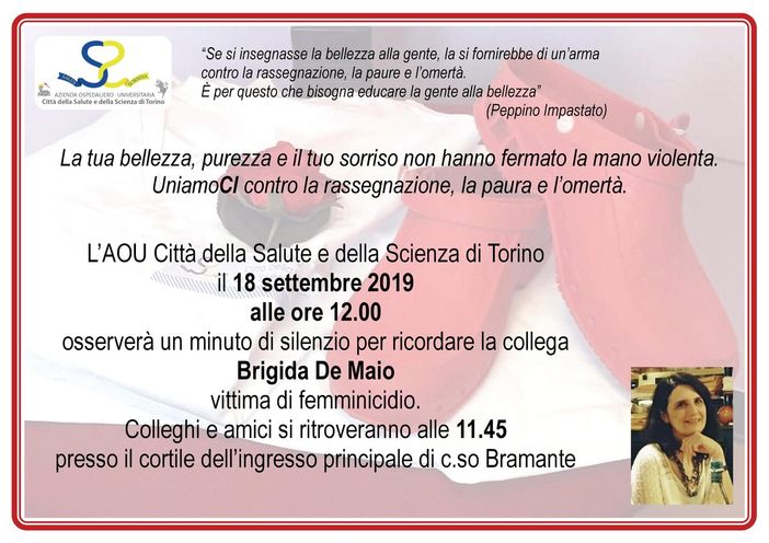 Mercoledì alla Città della Salute verrà ricordata Brigida De Maio, a un mese dalla morte Mercoledì alla Città della Salute verrà ricordata Brigida De Maio, a un mese dalla morte