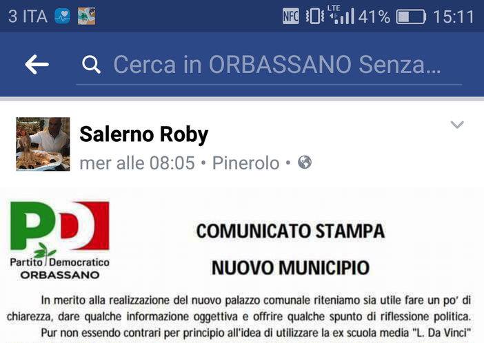Orbassano, il sindaco Eugenio Gambetta denuncia gli Amministratori di una pagina Facebook Orbassano, il sindaco Eugenio Gambetta denuncia gli Amministratori di una pagina Facebook