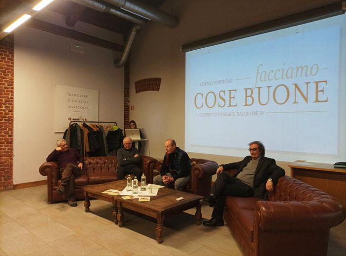 Da sinistra Nastasi, Olivero, Francia e Chiabrando alla serata di presentazione dell’evento di raccolta fondi