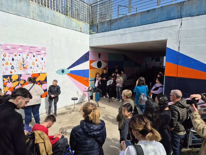 L’evento di inaugurazione del murale L’evento di inaugurazione del murale