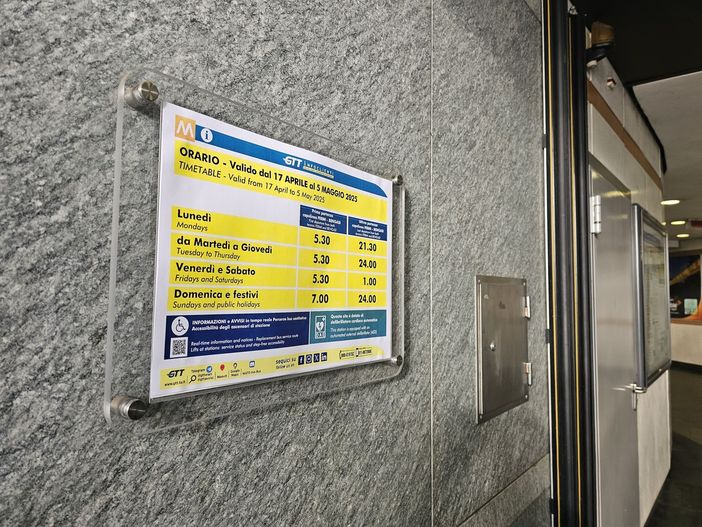 Novità di orario per la metropolitana di Torino Novità di orario per la metropolitana di Torino