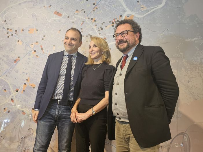 Amanda Burden tra il sindaco Stefano Lo Russo e l'assessore Paolo Mazzoleni