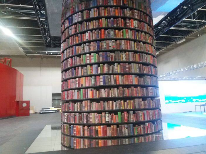 L'allestimento del Salone del Libro nelle giornata di ieri