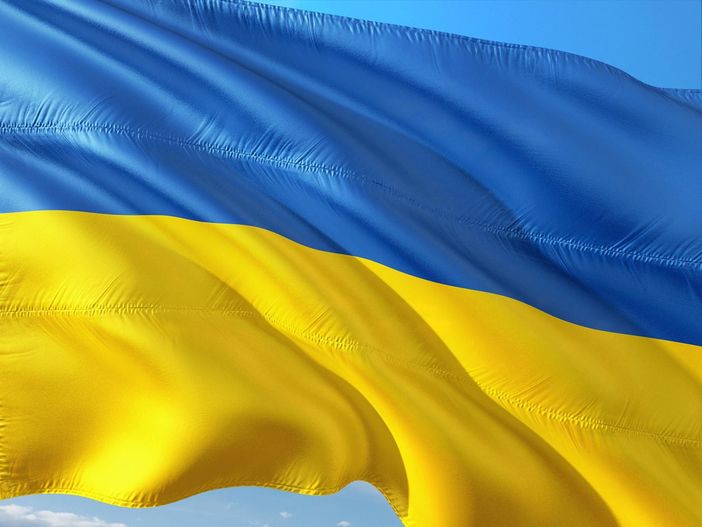 Una foto della bandiera dell'Ucraina Una foto della bandiera dell'Ucraina