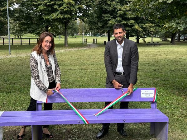 Inaugurata al parco Porporati di Grugliasco la panchina viola, simbolo della lotta all'epilessia