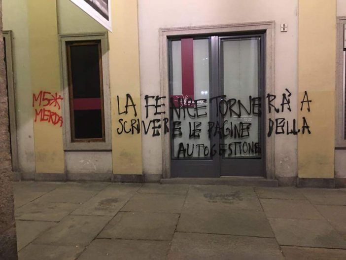 Scritte vandaliche sullo Urban Center, M5S: &quot;Ci auguriamo che i responsabili siano perseguiti dalla legge&quot;