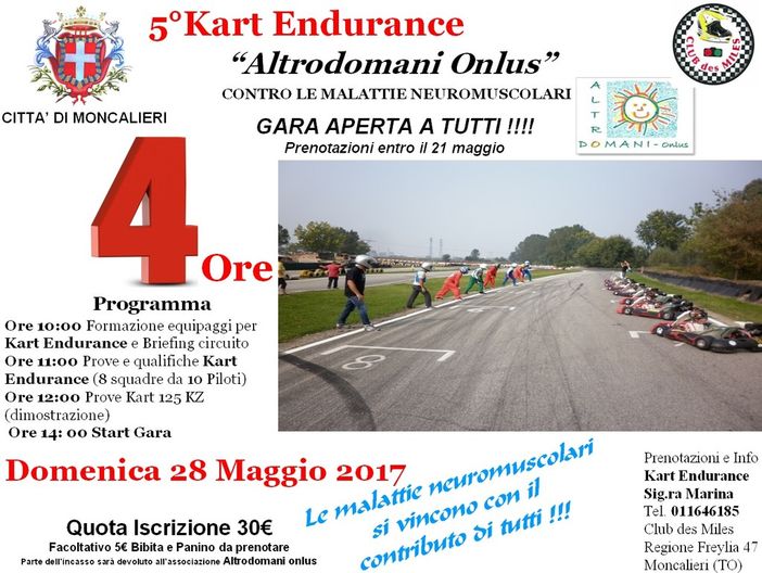 Moncalieri, domani gara di kart benefica