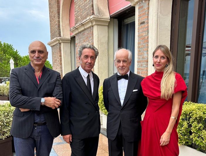 Da sinistra, Paolo Manera, Paolo Sorrentino, Toni Servillo e Beatrice Borgia Da sinistra, Paolo Manera, Paolo Sorrentino, Toni Servillo e Beatrice Borgia