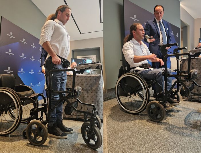 Su una sedia a rotelle dopo lo schianto in moto, torna a camminare grazie all'IA