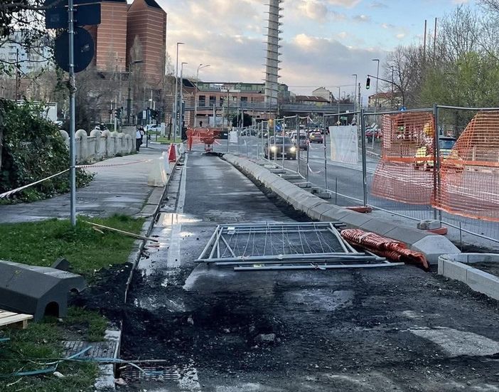 I cantieri della pista ciclabile di corso Umbria