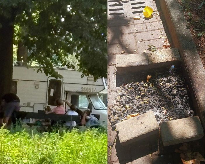 Camper a Mirafiori e falò accesi per terra