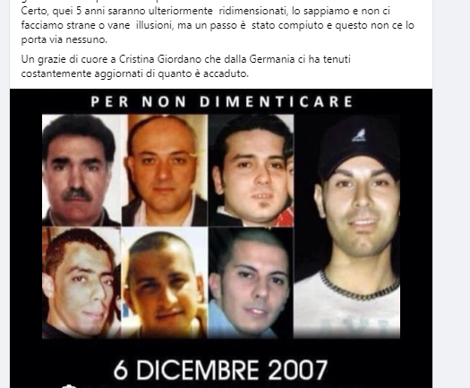 Post di Facebook con foto vittime e frasi