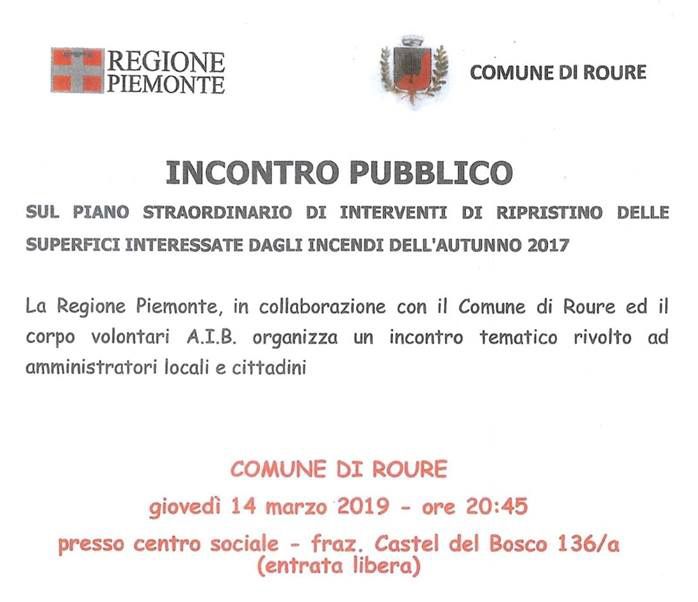 Roure: incontro sui boschi colpiti dall’incendio del 2017