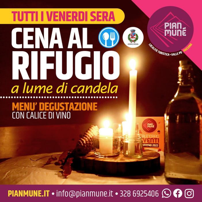 Pian Muné di Paesana: continuano le cene a lume di candela