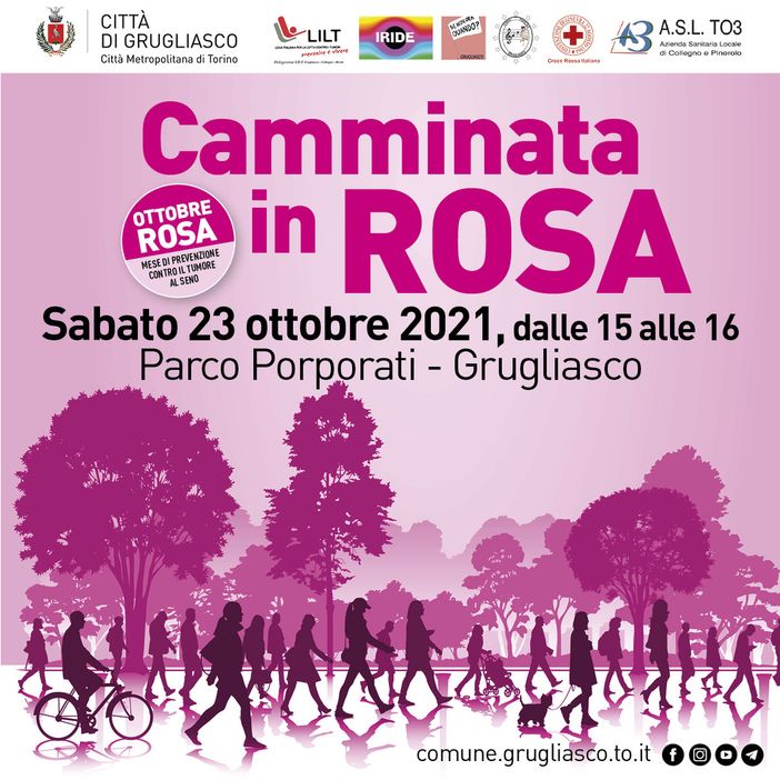 Ottobre in Rosa,  a Grugliasco la prevenzione contro il tumore al seno cammina al Parco Porporati