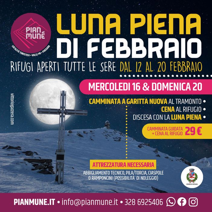 Luna piena e San Valentino a Pian Munè di Paesana Luna piena e San Valentino a Pian Munè di Paesana