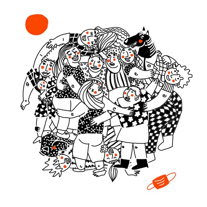 "L'abbraccio", Viola Gesmundo - opera grafica digitale, anno 2020