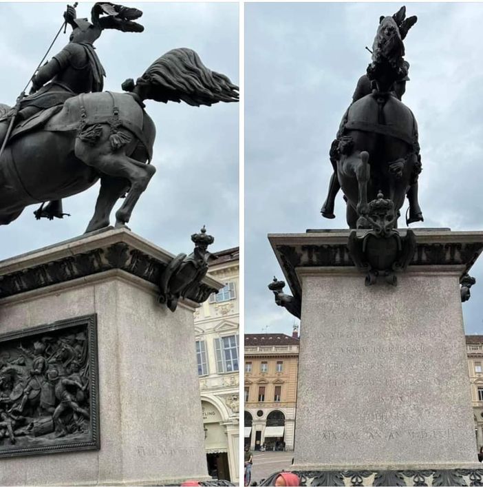 Il Caval 'd brons ripulito: cancellata la scritta "Palestrina Libera"