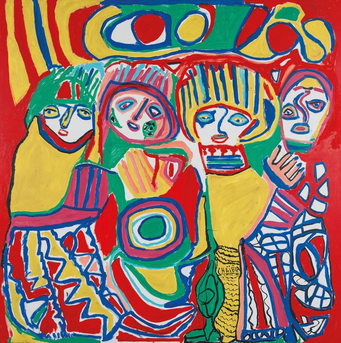 Mon village, Chaibia Talal - olio su tela (1990)