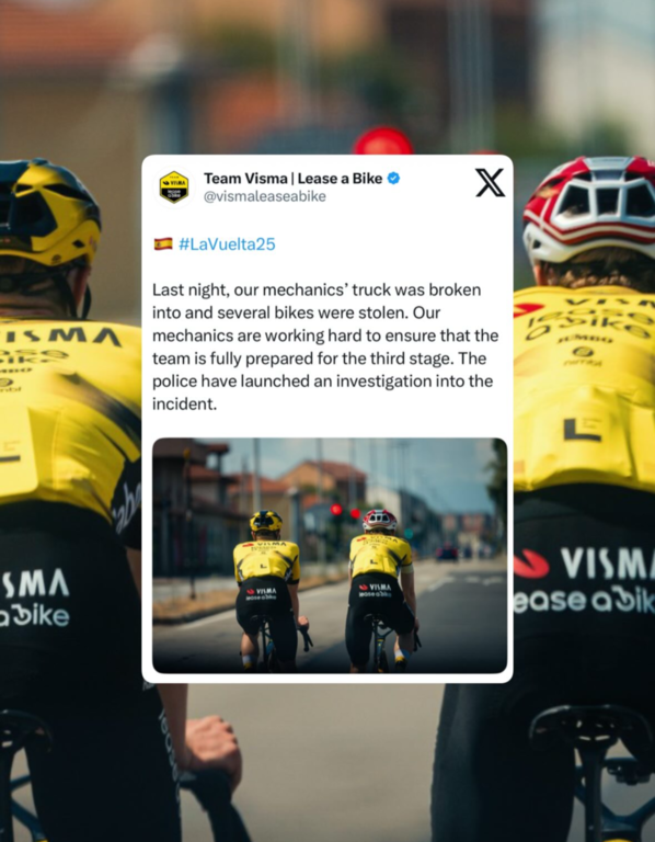 Il post di denuncia da parte della squadra derubata Il post di denuncia da parte della squadra derubata