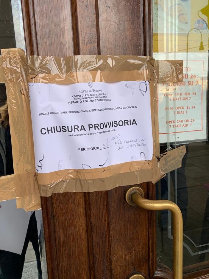 La chiusura del bar di via Cernaia La chiusura del bar di via Cernaia