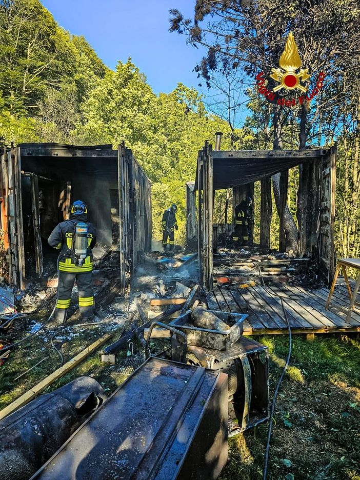Angrogna: container in fuoco vicino alla Vaccera