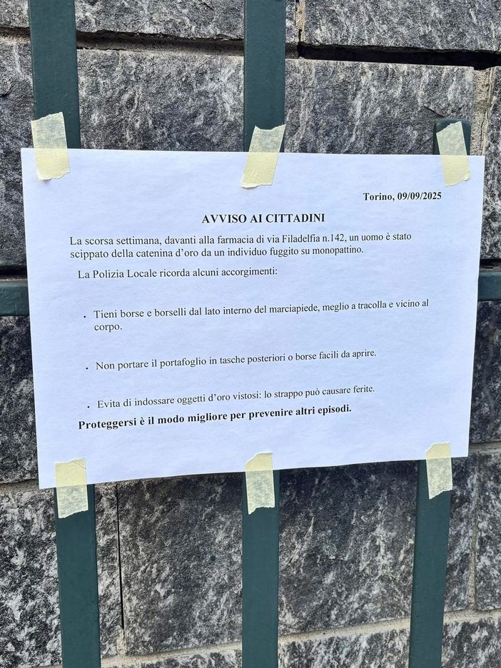 Il misterioso avviso comparso in via Filadelfia