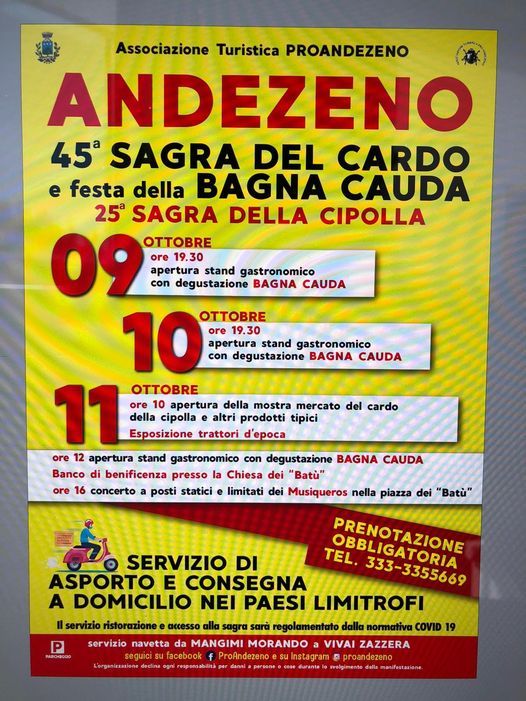 Andezeno, arriva la 45esima edizione della Sagra del cardo, della bagna caoda e della cipolla piattellina Andezeno, arriva la 45esima edizione della Sagra del cardo, della bagna caoda e della cipolla piattellina
